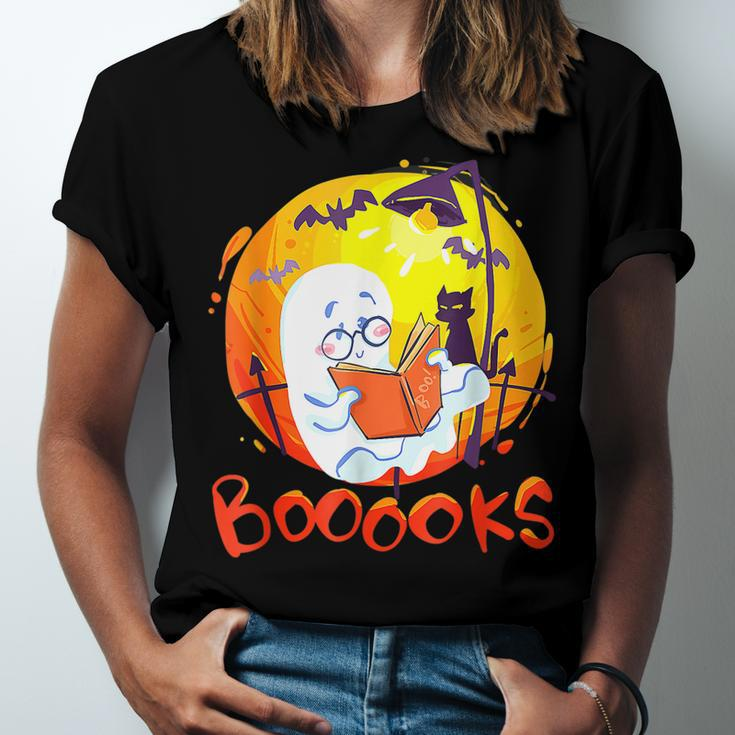 Booooks Ghost Funny Halloween Teacher Book Library Reading Men Women T-shirt Unisex Jersey Short Sleeve Crewneck Tee