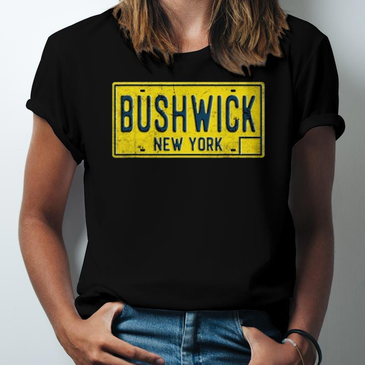 Bushwick Brooklyn New York Old Retro Vintage License Plate Jersey T-Shirt
