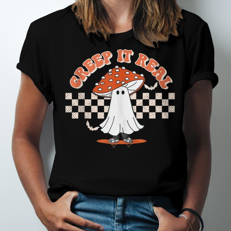 Checkered Mushroom Ghost Creep It Real Funny Halloween Men Women T-shirt Unisex Jersey Short Sleeve Crewneck Tee
