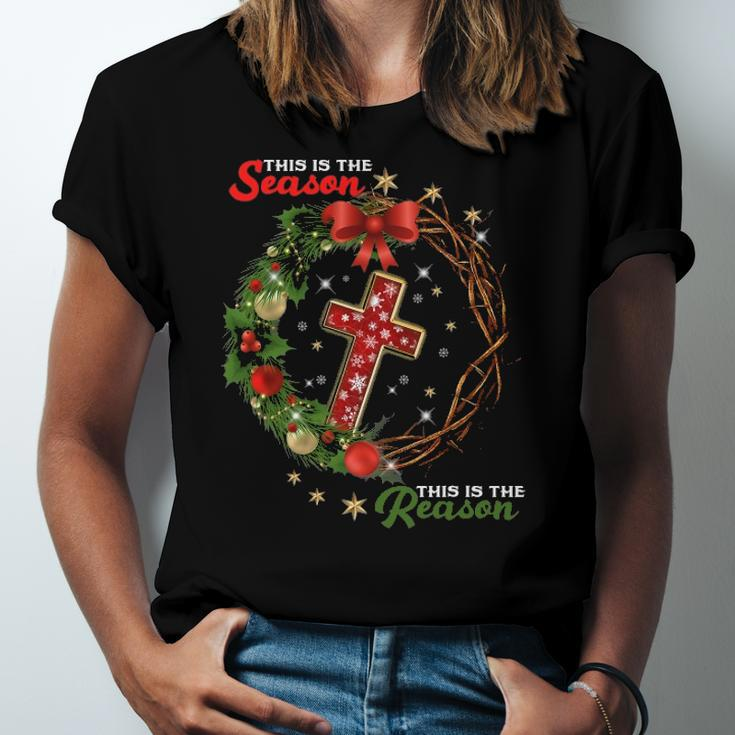 Christmas Wreath This Is The Season This Is The Reason-Jesus Jersey T-Shirt