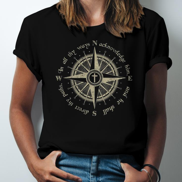 God Will Direct Your Path Compass Religion Christian Jersey T-Shirt