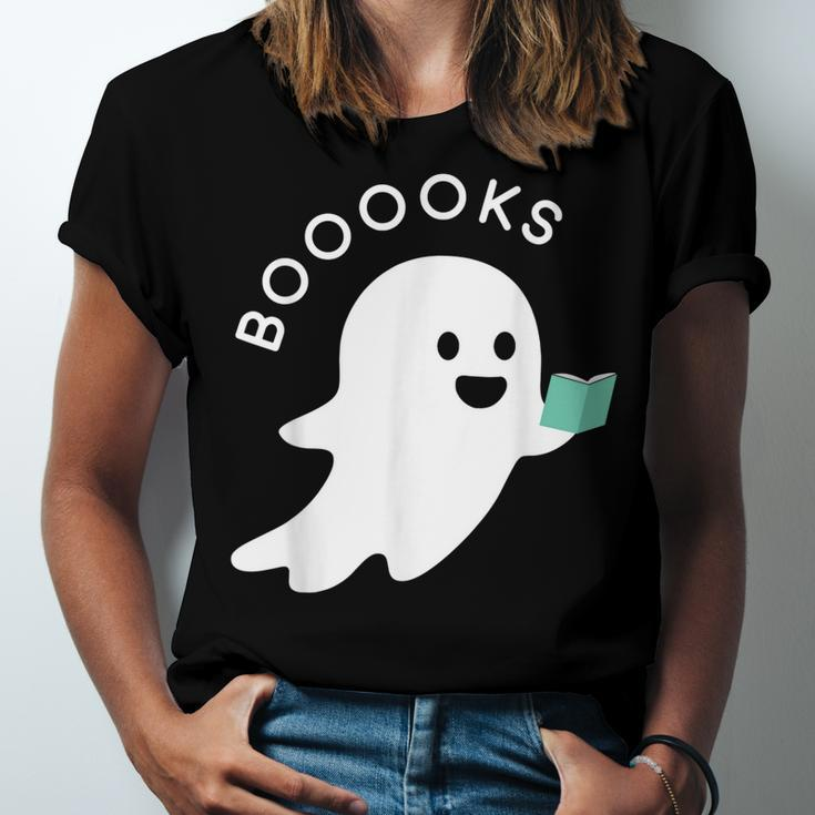 Halloween Booooks Ghost Reading Boo Read Books Library Men Women T-shirt Unisex Jersey Short Sleeve Crewneck Tee