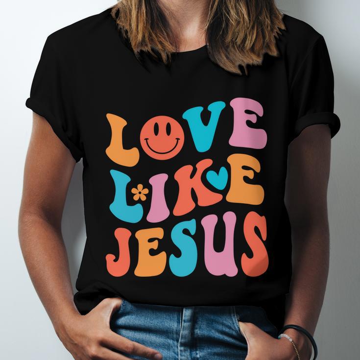 Love Like Jesus Religious God Christian Words Gift V2 Unisex Jersey Short Sleeve Crewneck Tshirt