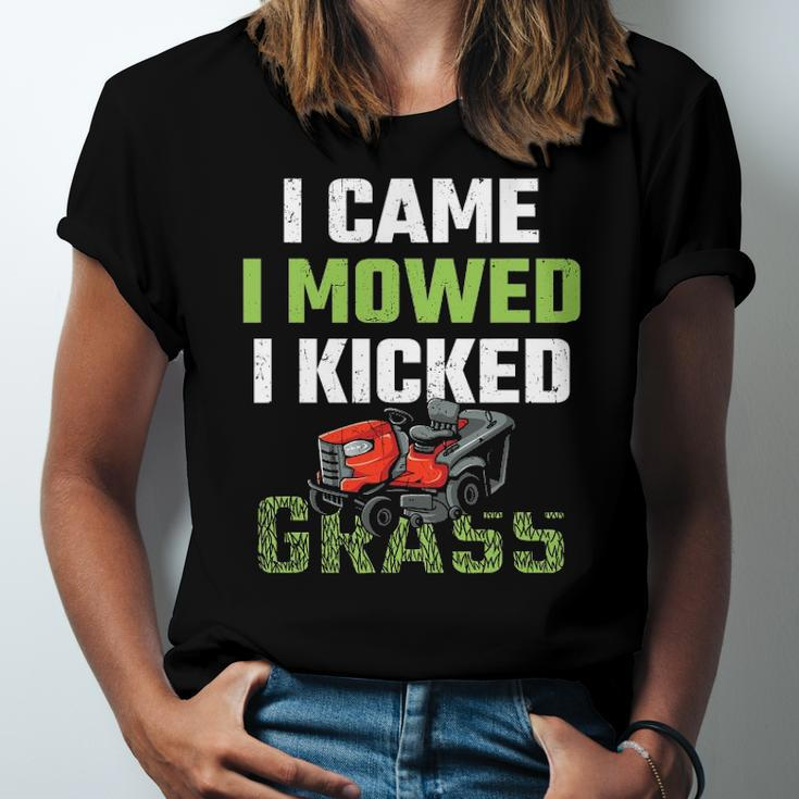I Came I Mowed I Kicked Grass Lawn Mowing Gardener Jersey T-Shirt