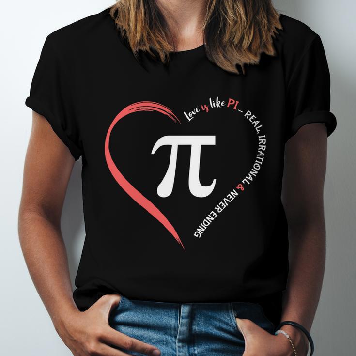 Pi Day Love Is Like Pi Valentines Math Teacher Gift Unisex Jersey Short Sleeve Crewneck Tshirt