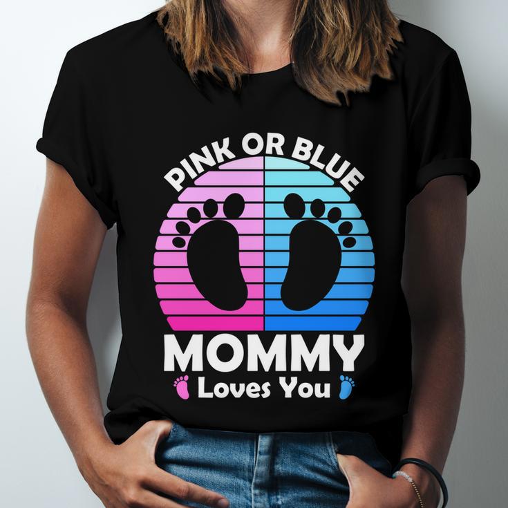 Pregnancy Announcet Mom 2021 Pink Or Blue Mommy Loves You Cool Gift Unisex Jersey Short Sleeve Crewneck Tshirt