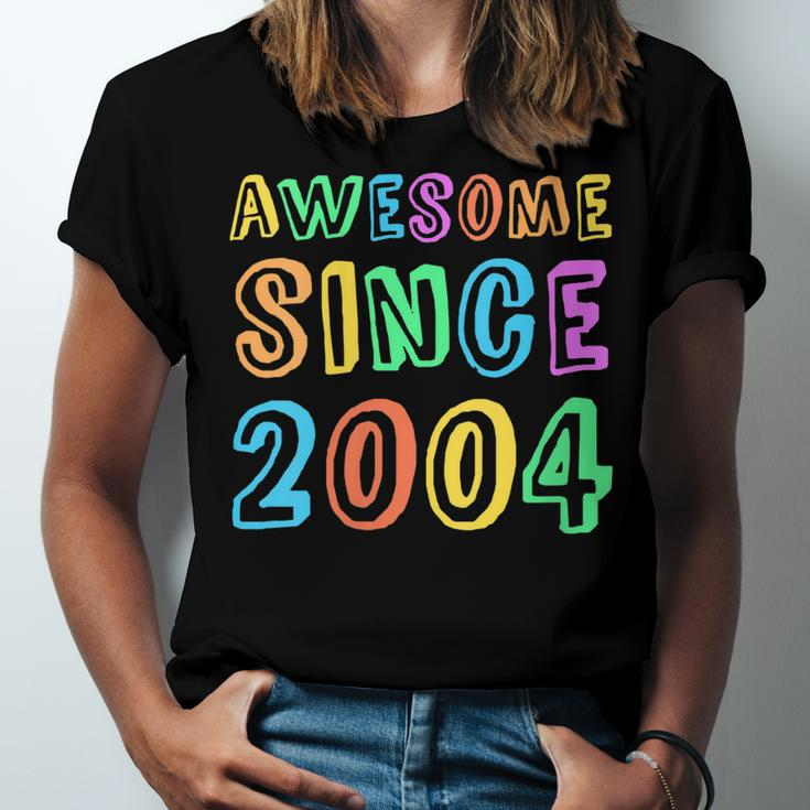 Womens Awesome Since 2004 Teacher 18Th Birthday Boy Girl Unisex Jersey Short Sleeve Crewneck Tshirt