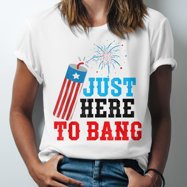 Funny Fourth Of July 4Th Of July Im Just Here To Bang Unisex Jersey Short Sleeve Crewneck Tshirt