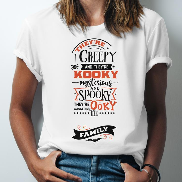 Halloween Trey_Re Creepy And They_Re Kooky Mysterious Black And Orange Men Women T-shirt Unisex Jersey Short Sleeve Crewneck Tee