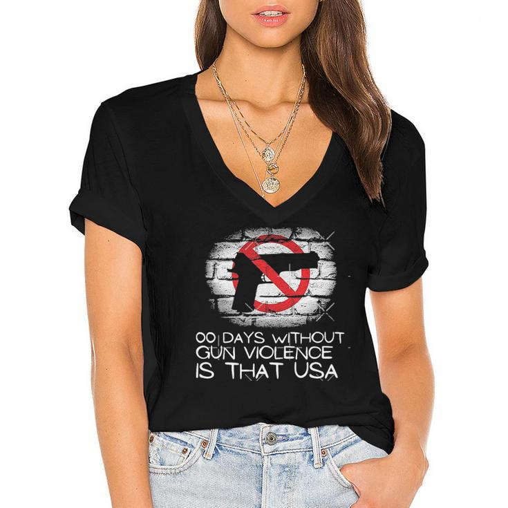 00 Days Without Gun Violence Is That USA Highland Park Shooting Women's Jersey Short Sleeve Deep V-Neck Tshirt