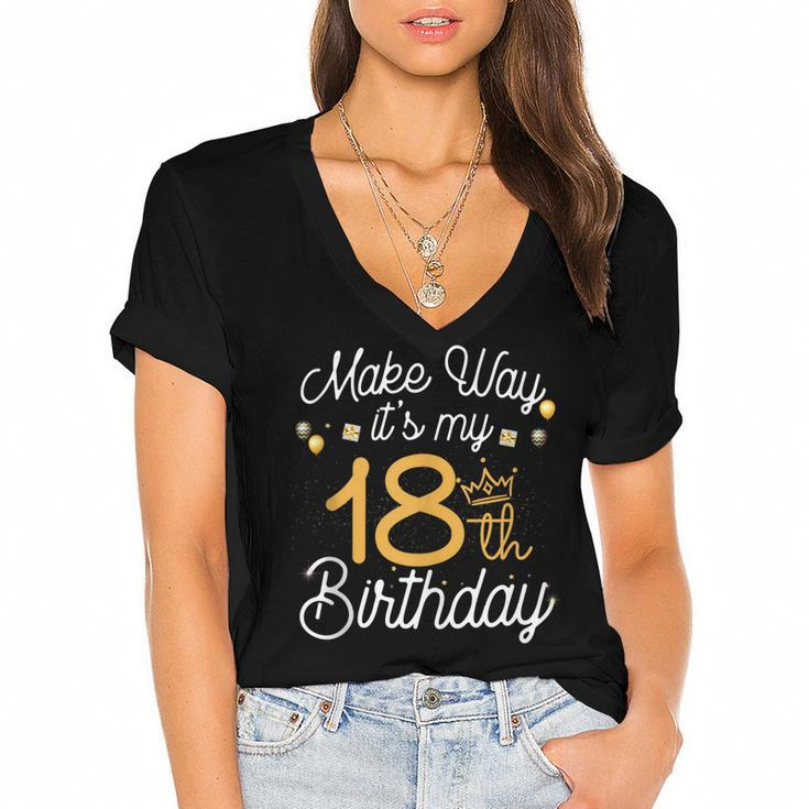 18Th Birthday Queen Women Make Way Its My 18Th Birthday  V2 Women's Jersey Short Sleeve Deep V-Neck Tshirt