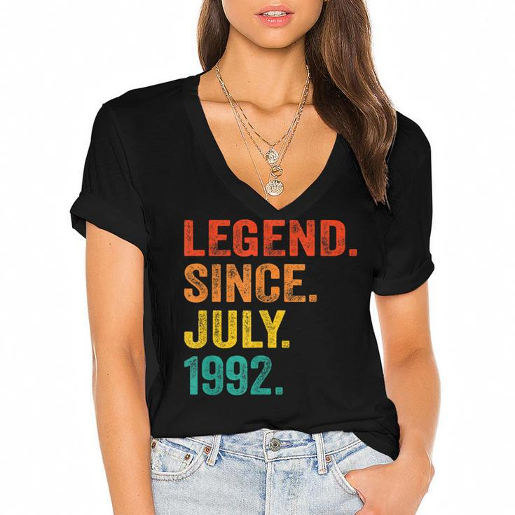 30Th Birthday Legend Since July 1992 30 Years Old Vintage  Women's Jersey Short Sleeve Deep V-Neck Tshirt