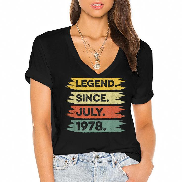 44Th Birthday Retro Vintage Legend Since July 1978  Women's Jersey Short Sleeve Deep V-Neck Tshirt