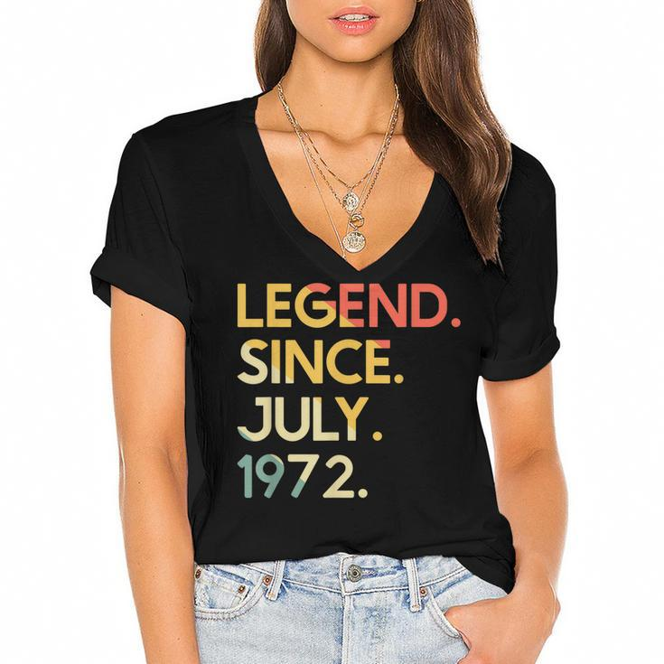 50 Years Old Vintage Legend Since July 1972 50Th Birthday  Women's Jersey Short Sleeve Deep V-Neck Tshirt