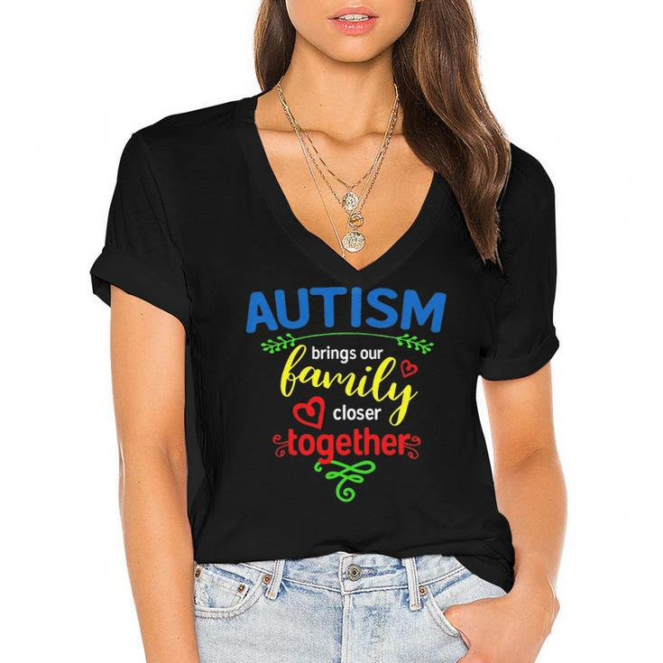 Autism  For Family &8211 Autism Awareness Women's Jersey Short Sleeve Deep V-Neck Tshirt
