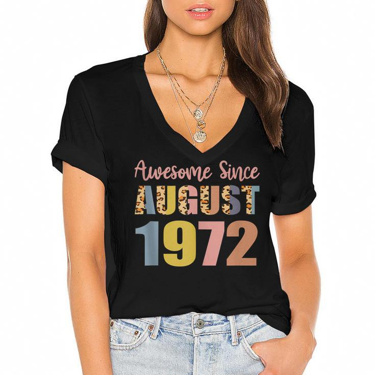 Awesome Since August 1972 50 Years Old 50Th Birthday  V2 Women's Jersey Short Sleeve Deep V-Neck Tshirt