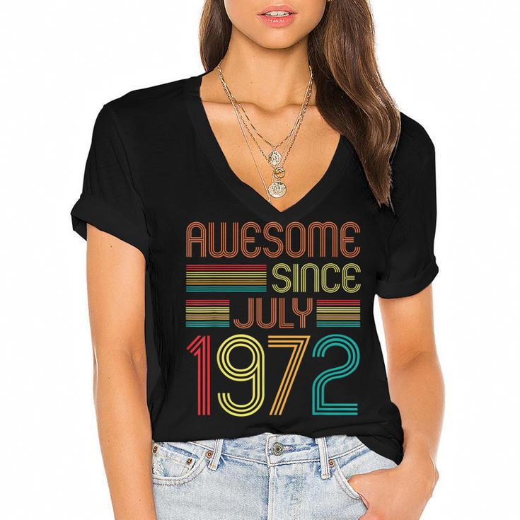 Awesome Since July 1972 Vintage 50Th Birthday 50 Years Old  Women's Jersey Short Sleeve Deep V-Neck Tshirt