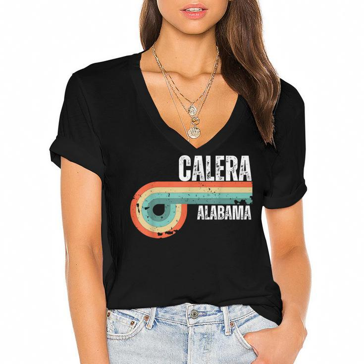 Calera City Alabama State Vintage Retro Souvenir  Women's Jersey Short Sleeve Deep V-Neck Tshirt