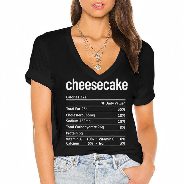 Cheesecake Nutrition Facts Funny Thanksgiving Christmas  V2 Women's Jersey Short Sleeve Deep V-Neck Tshirt