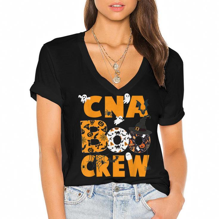 Cna Boo Crew Halloween Funny Nursing  Women's Jersey Short Sleeve Deep V-Neck Tshirt