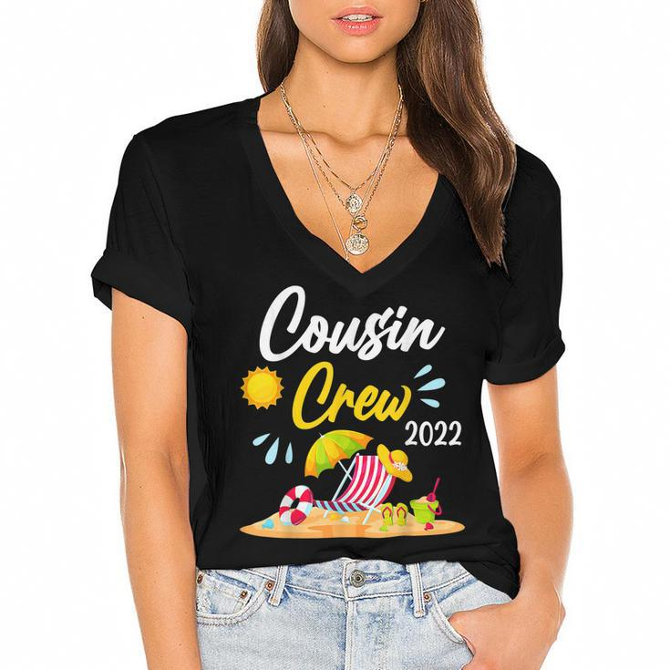 Cousin Crew 2022 Summer Vacation Beach Matching Family  V3 Women's Jersey Short Sleeve Deep V-Neck Tshirt