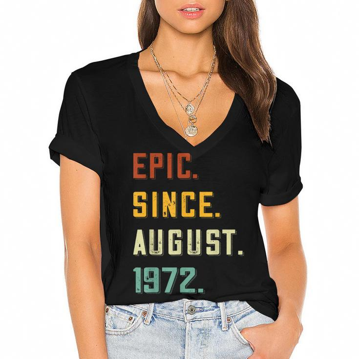 Epic Since August 1972 50 Years Old 50Th Birthday  Women's Jersey Short Sleeve Deep V-Neck Tshirt