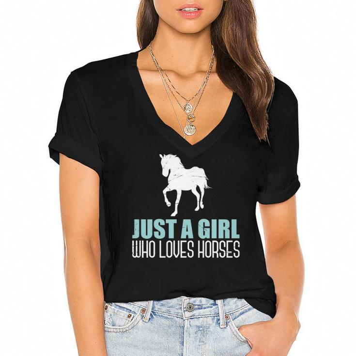 Equestrian Animal Horse Riding Horse Girls Women Gift Horse  Women's Jersey Short Sleeve Deep V-Neck Tshirt