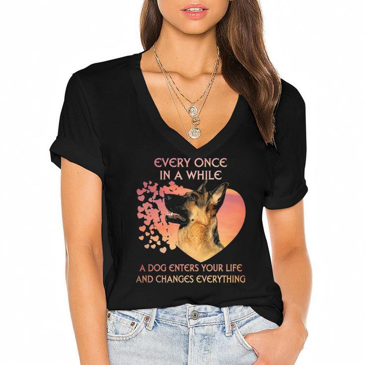 Every Once In A While A Dutch Shepherd Enters You Life Women's Jersey Short Sleeve Deep V-Neck Tshirt