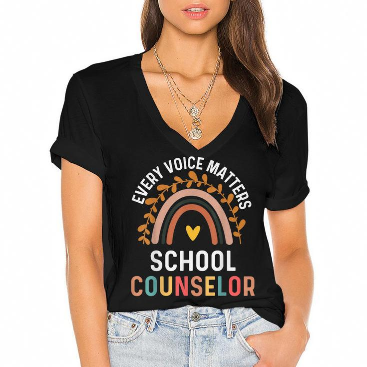 Every Voice Matters School Counselor Counseling  V2 Women's Jersey Short Sleeve Deep V-Neck Tshirt