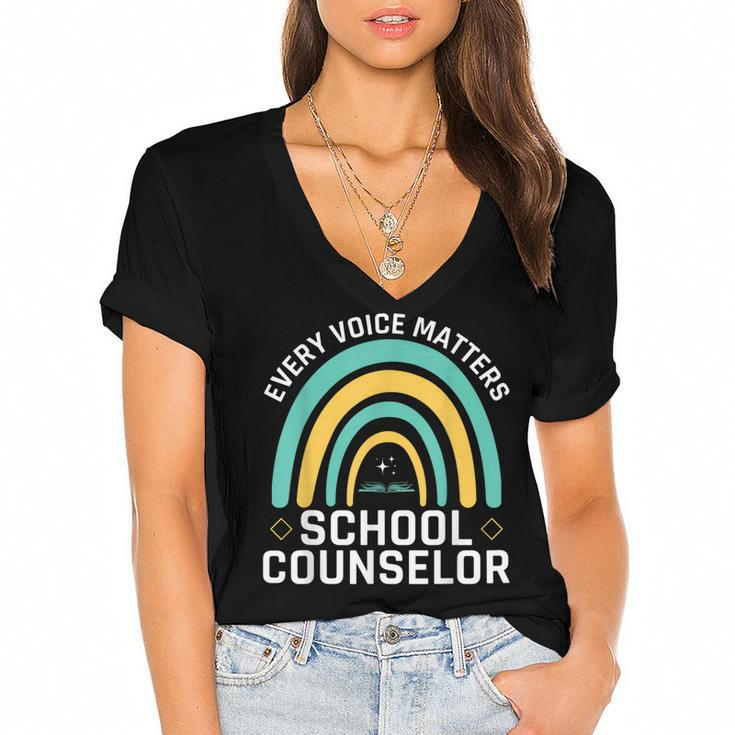 Every Voice Matters School Counselor Counseling  V3 Women's Jersey Short Sleeve Deep V-Neck Tshirt