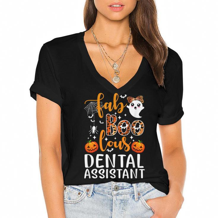 Faboolous Dental Assistant Funny Dental Assistant Halloween  Women's Jersey Short Sleeve Deep V-Neck Tshirt