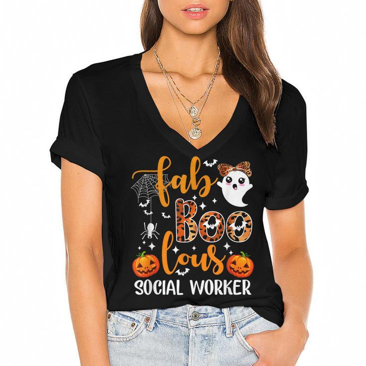 Faboolous Social Worker Funny Social Worker Halloween  Women's Jersey Short Sleeve Deep V-Neck Tshirt