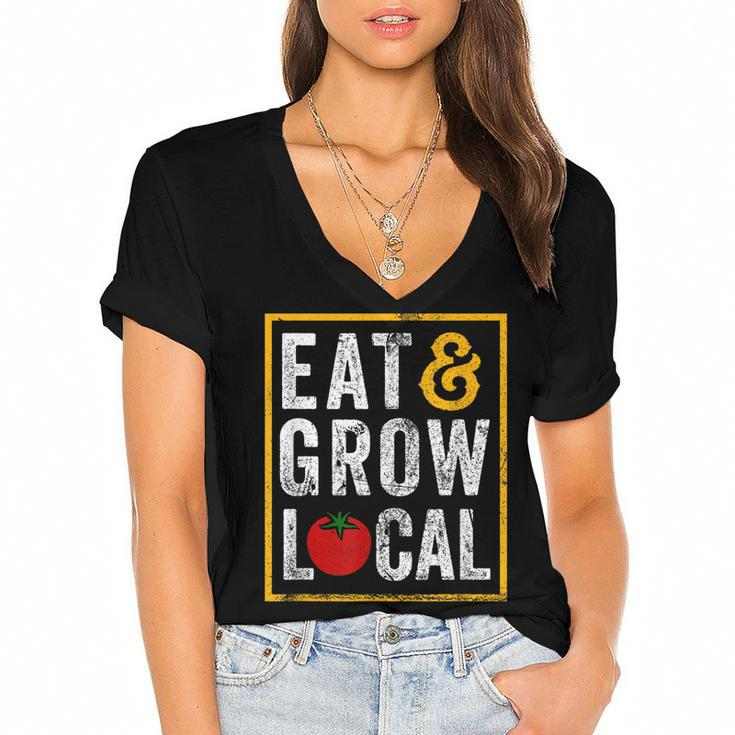 Farmers Market  Eat And Grow Local Farming Farmers  Women's Jersey Short Sleeve Deep V-Neck Tshirt