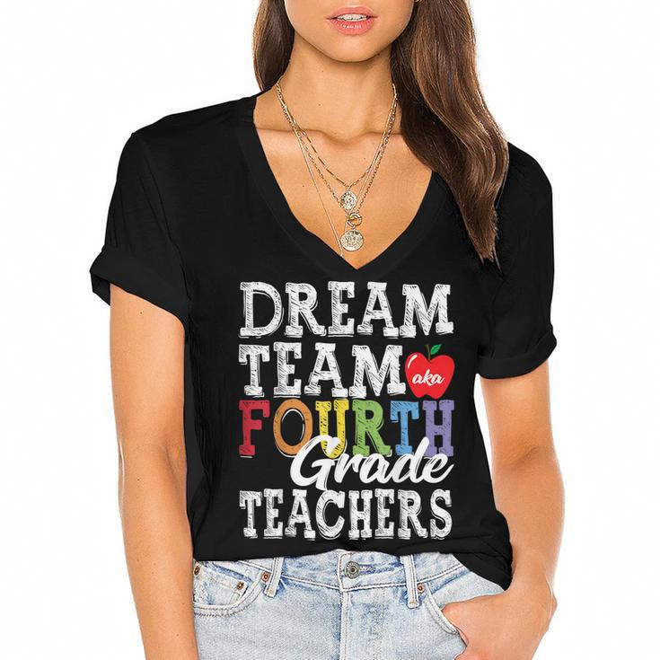 Fourth Grade Teachers  Dream Team Aka 4Th Grade Teachers  Women's Jersey Short Sleeve Deep V-Neck Tshirt