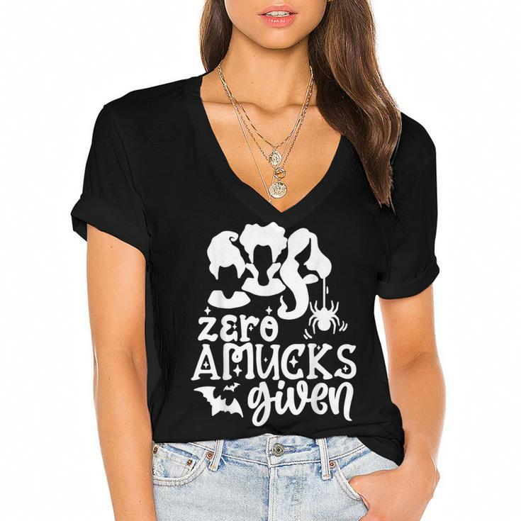 Funny Amuck Halloween Witch - Zero Amucks Given Costume  Women's Jersey Short Sleeve Deep V-Neck Tshirt