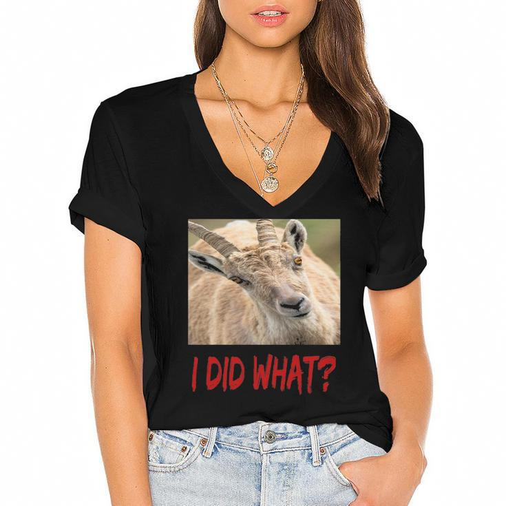 Funny Horned Scapegoat Tee I Did What Women's Jersey Short Sleeve Deep V-Neck Tshirt