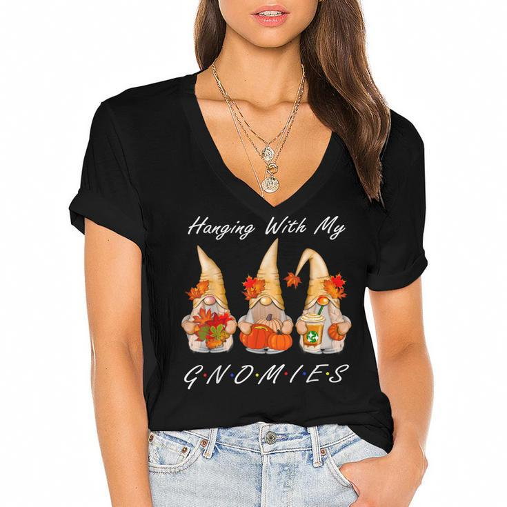 Funny Thanksgiving  For Women Gnome - Gnomies Lover  Women's Jersey Short Sleeve Deep V-Neck Tshirt