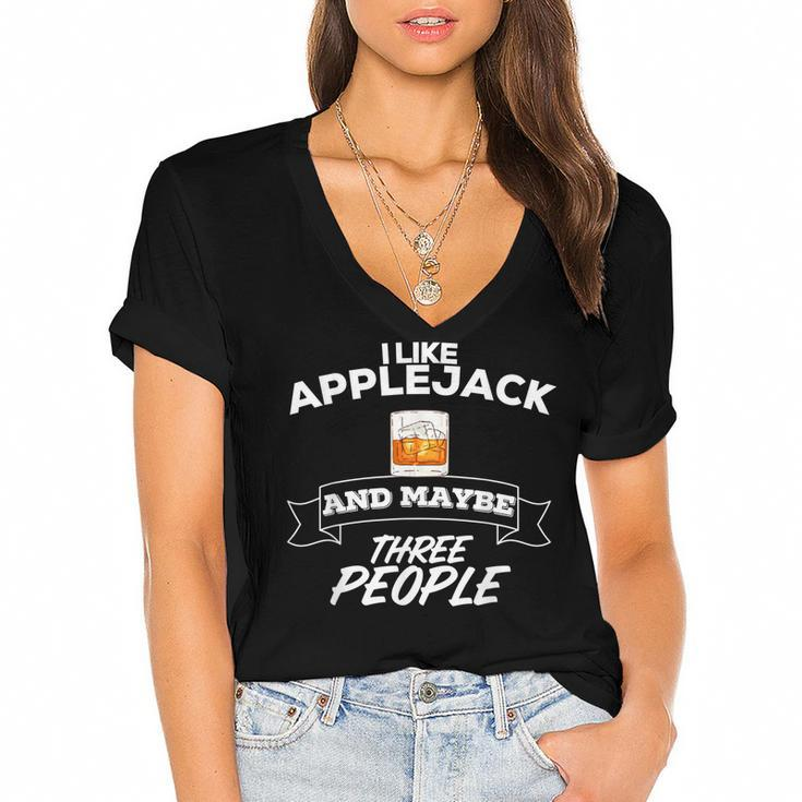 I Like Applejack & Maybe Three People Party Supplies  Women's Jersey Short Sleeve Deep V-Neck Tshirt - Thegiftio