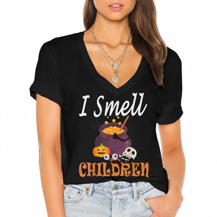 I Smell Children For Funny And Scary Halloween  V2 Women's Jersey Short Sleeve Deep V-Neck Tshirt
