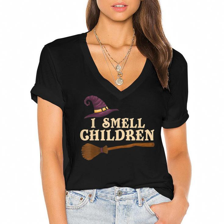 I Smell Children Teacher Halloween Boys Girls Kids   V2 Women's Jersey Short Sleeve Deep V-Neck Tshirt