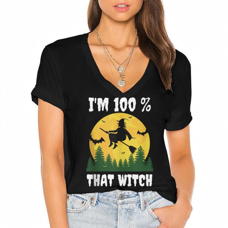 Im 100 Percent That Witch Funny Halloween Dna Results  Women's Jersey Short Sleeve Deep V-Neck Tshirt