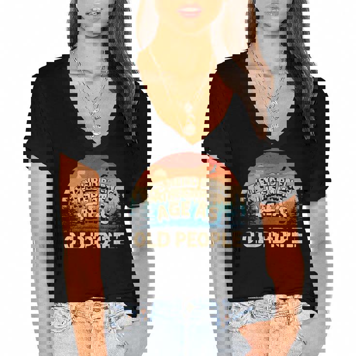 Its Weird Being The Same Age As Old People Retro Sunset  Women's Jersey Short Sleeve Deep V-Neck Tshirt