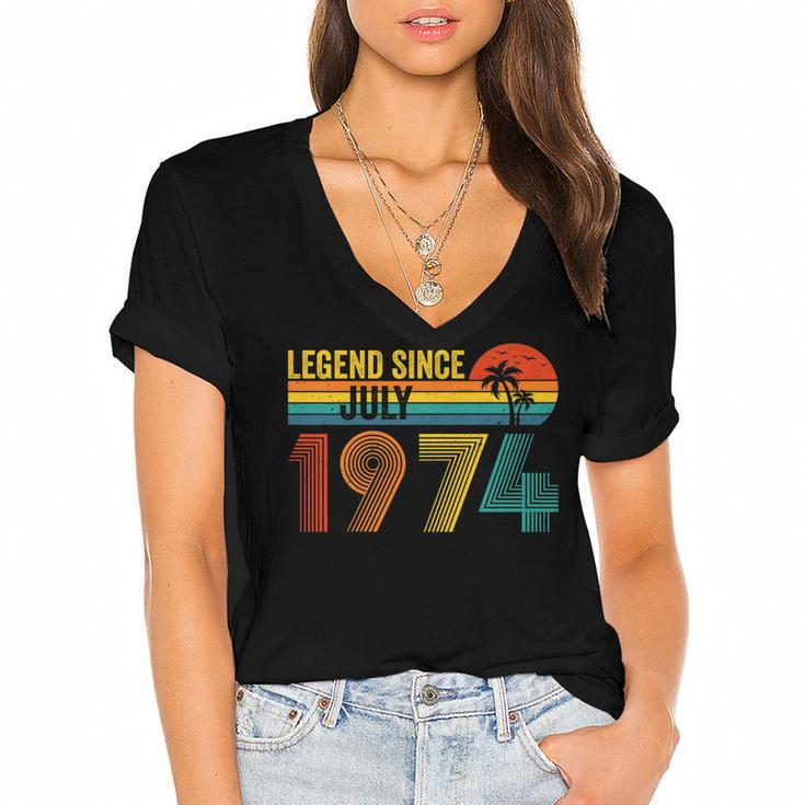 Legend Since July 1974 48Th Gifts Birthday 48 Years Old   Women's Jersey Short Sleeve Deep V-Neck Tshirt