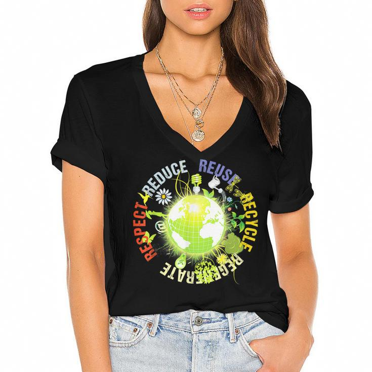 Love World Earth Day 2022  Mother Earth Day Everyday  V2 Women's Jersey Short Sleeve Deep V-Neck Tshirt