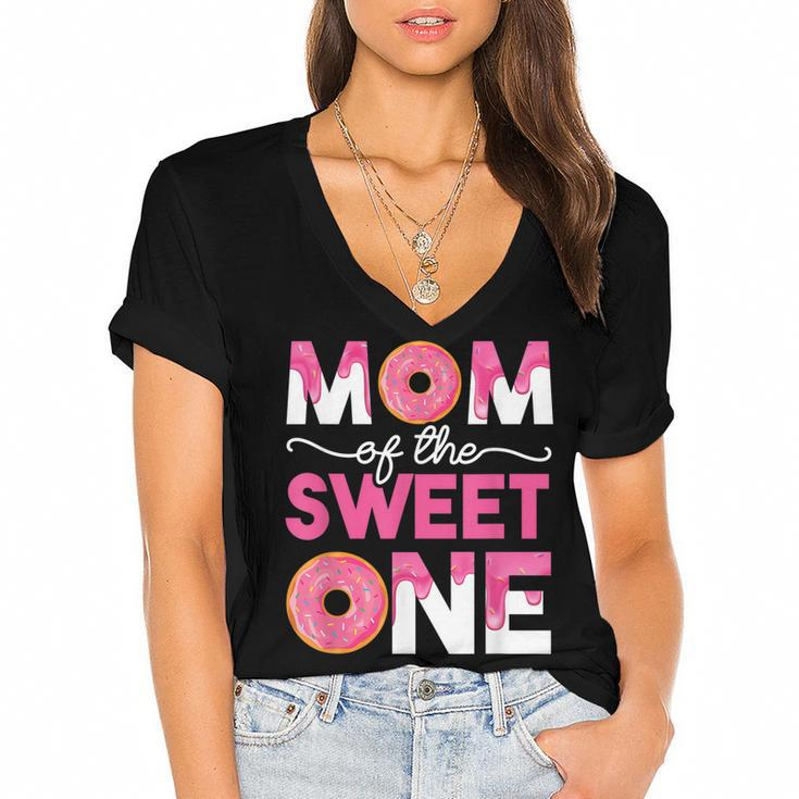 Mother Mama Mommy Family Matching Mom Of The Sweet One  Women's Jersey Short Sleeve Deep V-Neck Tshirt