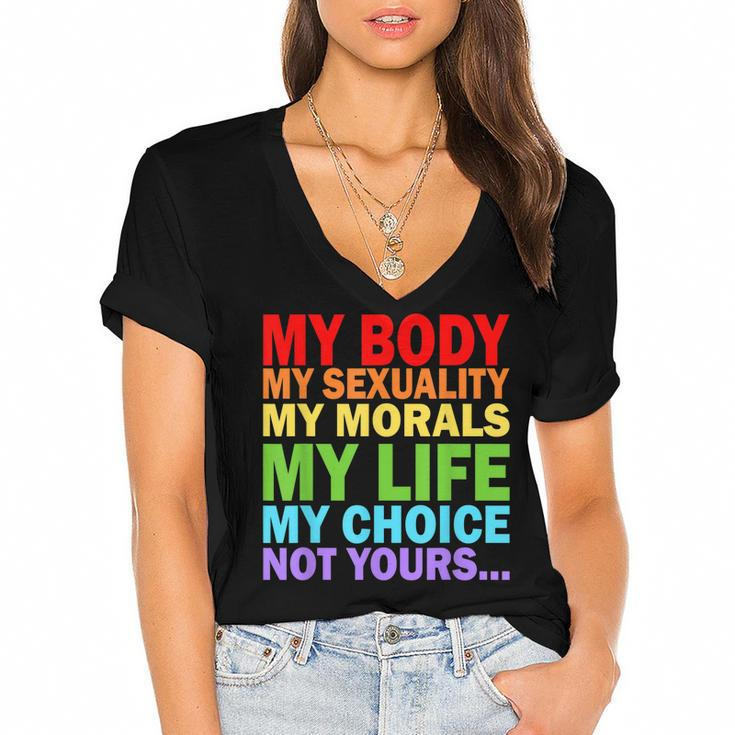 My Body My Sexuality Pro Choice - Feminist Womens Rights  Women's Jersey Short Sleeve Deep V-Neck Tshirt