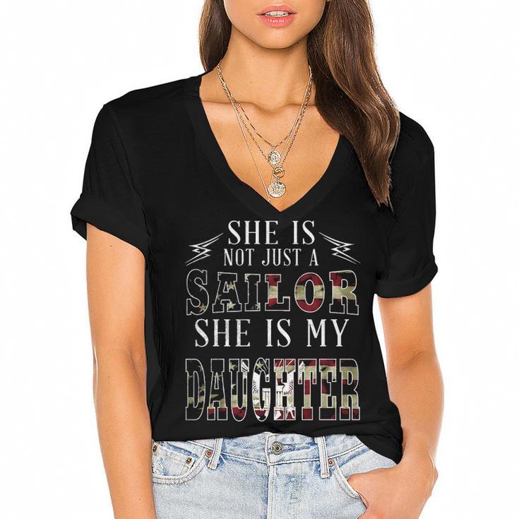 My Daughter Is A Sailor Women's Jersey Short Sleeve Deep V-Neck Tshirt