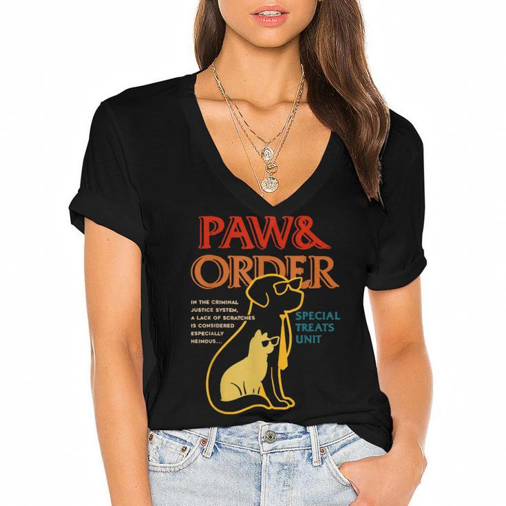 Paw And Order Special Feline Unit Pets Training Dog And Cat  Women's Jersey Short Sleeve Deep V-Neck Tshirt