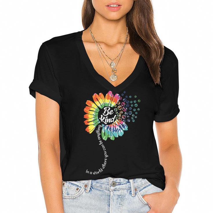 Peace Sign Love 60S 70S Tie Dye Hippie Halloween Costume V4 Women's Jersey Short Sleeve Deep V-Neck Tshirt