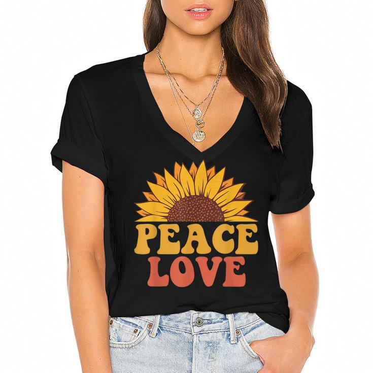 Peace Sign Love 60S 70S Tie Dye Hippie Halloween Costume  V8 Women's Jersey Short Sleeve Deep V-Neck Tshirt
